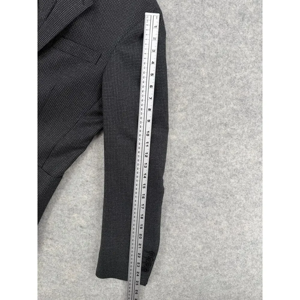 Sandro Paris Houndstooth Gray/Black Wool Two-Button Blazer Size US LARGE (50 FR)